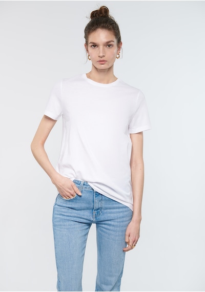 Mavi - Beyaz Basic Tişört 1611648-620 Beyaz