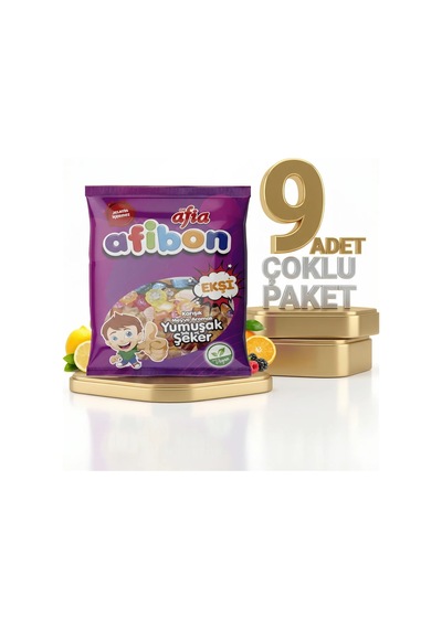 Afia Afibon Ekşi Karışık Meyveli Yumuşak Şeker 9x80 Gr