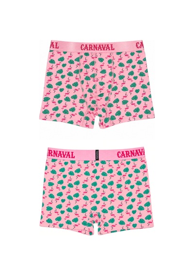 Carnaval Socks Flamingo Desenli Erkek Boxer Pamuklu Likralı Parlak Lastikli Kutulu Pembe Çoklu