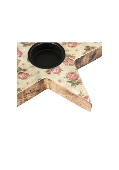 Vitale Şiva Çiçek Desenli Yıldız T-Light Krem 17X4 CM Ak.Fq0011-K