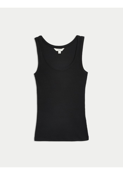 Marks & Spencer Pamuk Karışımlı Ribana Slim Fit Atlet Siyah