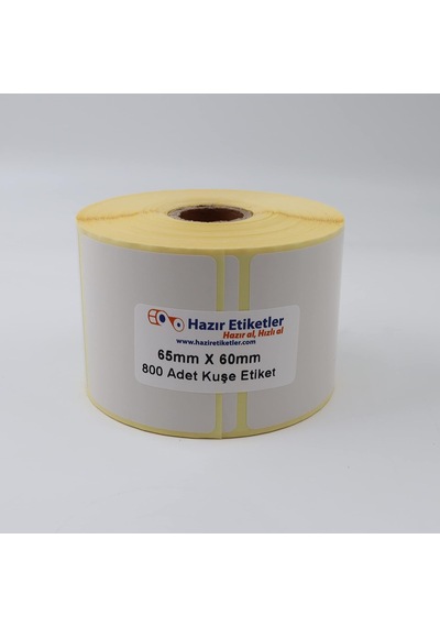 Kuşe Etiket 65mm X 60mm Ruloda 800 Adet 40mm Kuka Çapında Baskısız Barkod Yazıcı Etiketi Diğer
