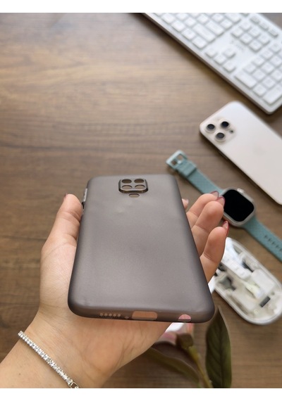 Redmi Note 9 Uyumlu Süper İnce Mat Ultra Thin Silikon Kılıf Buzlu Siyah