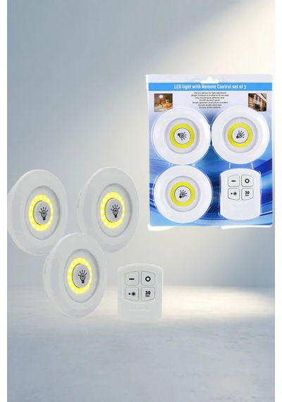 Kumandalı Kablosuz Led Spot Lambalar 3'lü Set Banyo Ve Mutfak İçin .