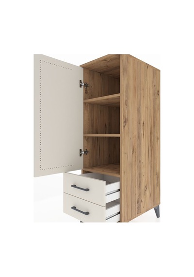 Kronos Dolap 3 Raflı 2 Çekmeceli Tek Kapaklı 44x59x134 Çam-ay... Çam