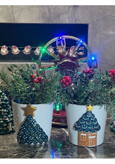 El Yapımı Christmas Ev Vazo Saksı Renkli