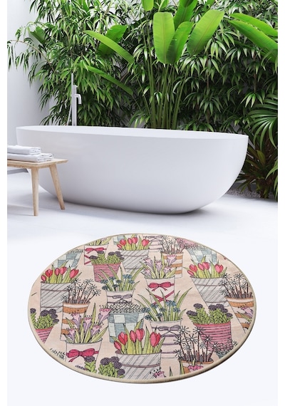 Flowerpot Djt Çap 140 Cm Banyo Halısı, Paspas Çok Renkli