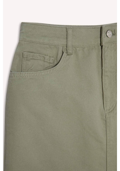 DeFacto Coool Normal Bel Gabardin Mini Etek E5346AX25SPGN497 Yeşil