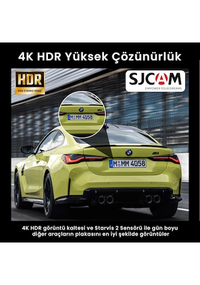 Sjcam M60 Gps 4k Ön-arka-iç Çift Kamera Cmos Araç Kamerası Siyah