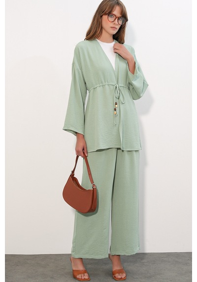 Bigdart Kadın Ayrobin Kimono Pantolon İkili Takım 30101 - E.yeşil