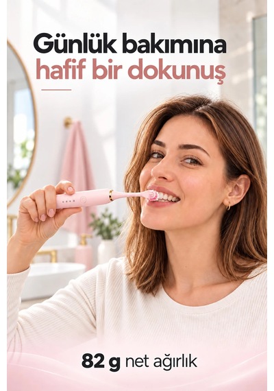 Exenar - Pembe - Şarjlı Elektrikli Diş Fırçası Dupont Yumuşak Kıllı 6 Mod 4 Yedek Başlıklı Ipx7 Su Geçirmez