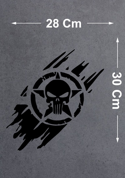 Kurukafa Punisher Sticker 2 Adet - Araba Oto Cam Motosiklet Karavan Sticker - 4x4 Offroad Kamp Adventure Sticker - 00100 30x28 Cm