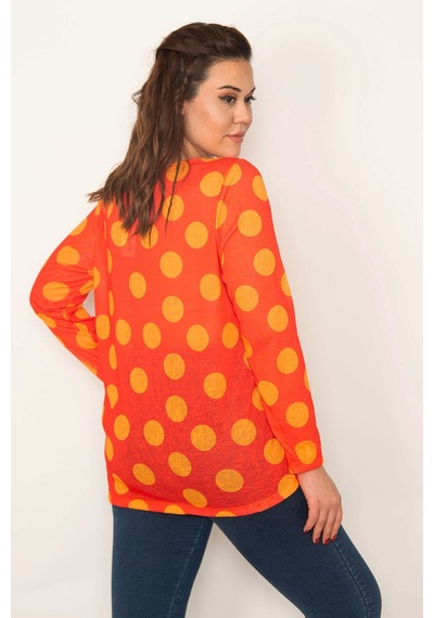 Şans Kadın Oranj Puan Desenli Bluz 65n33399-oranj Oranj