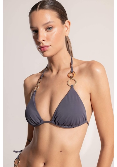 DeFacto x Ayje Boyundan Bağlamalı Tokalı Üçgen Bikini Üstü C3244AX24HSAR212