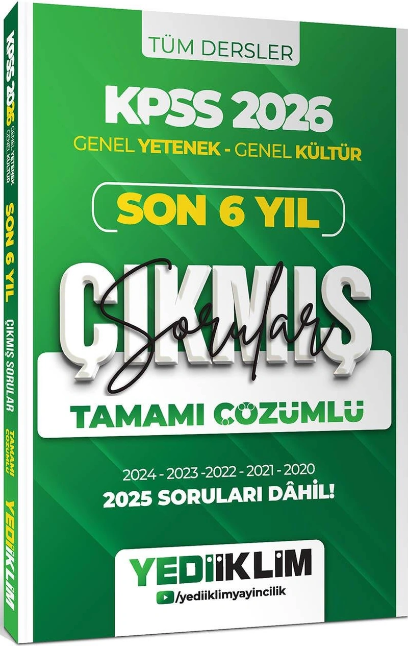 Yediiklim 2026 Kpss Genel Yetenek Genel Kültür Son 6 Yıl Tamamı Çözümlü Çıkmış Sorular