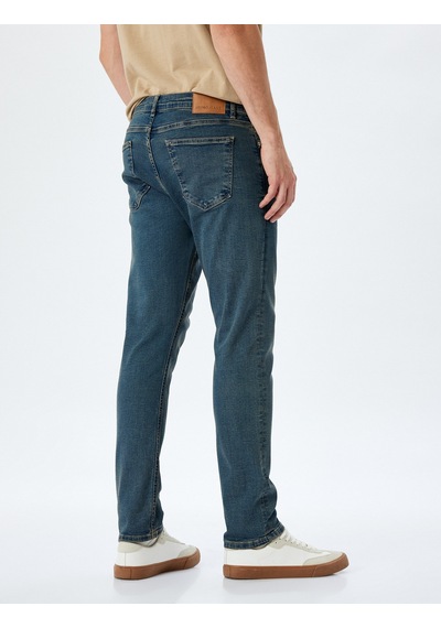 Koton Normal Bel Pamuklu Cepli Slim Fit Jean Pantolon - Brad Jean Petrol 5sam40026nd Petrol