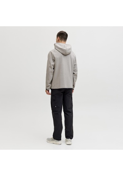 Jack & Jones Erkek Relaxed Fit Kapüsonlu Sweatshirt - Base - 12289209 Gri Melanj
