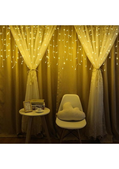 Coverzone 4 Metre Saçaklı Sarkıt Perde Led Işık - 120 Ledli Eklenebilir Tasarım - Fişli Yılbaşı Ve Noel Süsle