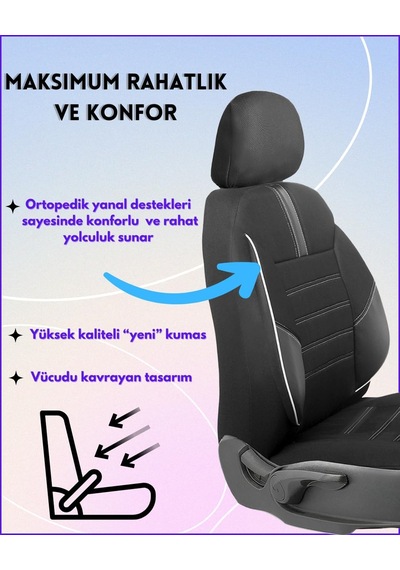 Z&c Maxtech Üniversal Her Araca Uyumlu Tam Takım Oto Koltuk Kılıfı Seti Star B