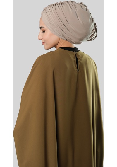 Hürrem Bone Bej Drapeli Salaş Tesettür Bone Sandy Büzgülü 2315 12 Bej