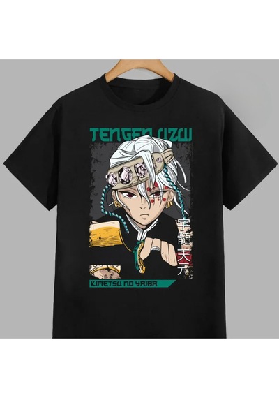 Flood Of Style Anime Desenli Unisex Bay Tişört Uzui İblis Avcısı Siyah