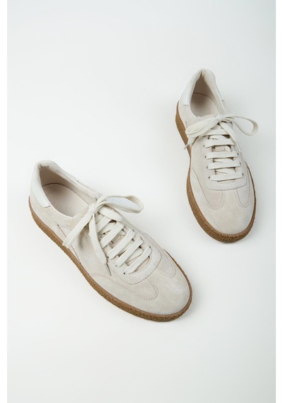 Krahe Palminteri 2 Erkek Hakiki Deri Bağcıklı Bej-ekru Sneakers