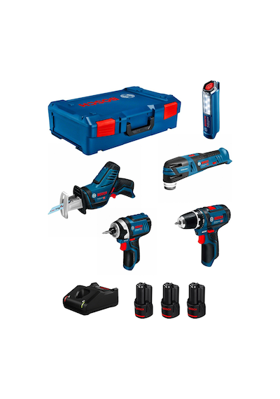 Bosch Kit 0615990N1D (GSR 12V-15 + GOP 12V-28 + GDR 12V-105+GSA 12V-14+GLI 12V-300 + 3 x 2,0 Ah + GAL 12V-40+L-Boxx XL)