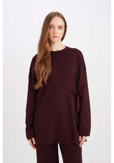 DeFacto Regular Fit Bisiklet Yaka Bağlamalı Basic Düz Triko Kazak Tunik D7508AX24WNBR171 Bordo DeFacto Regular Fit Bisiklet Yaka Bağlamalı Basic Düz Triko Kazak Tunik D7508AX24WNBR171 Bordo