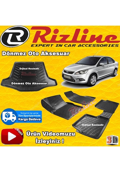 Ford Focus 2 3D Paspas+Bagaj Havuzu Siyah Sedan 2005-2011 Rizline