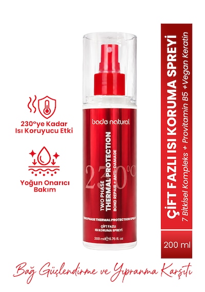 Bade Natural Çift Fazlı Isı Koruma Spreyi 200 Ml