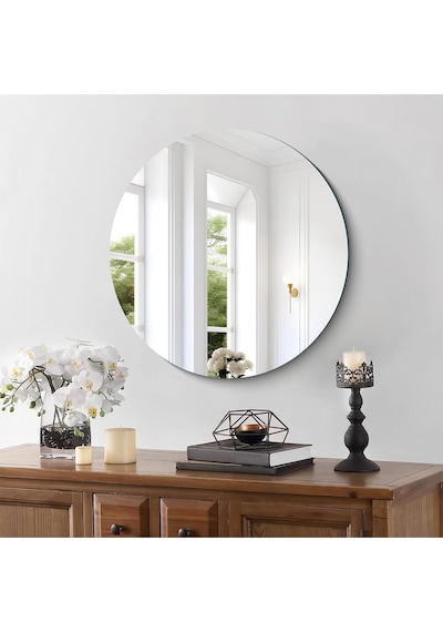 Yuvarlak Ayna, Dekoratif Ayna, Konsol Aynası, Hol Aynası, Dresuar Aynası 70çap 70 X 70 Gümüş