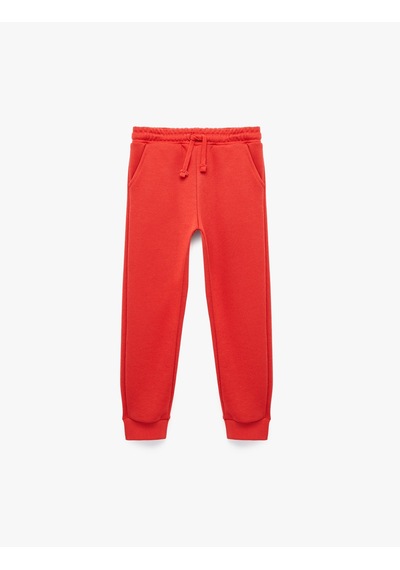 Koton Beli Bağcıklı Şardonlu Cepli Basic Jogger Eşofman Altı Kırmızı 7wkb40053tk