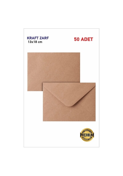 50 Adet 13 18 Kahverengi Kraft Zarf Davetiye Lüks Tebrik Kartı M