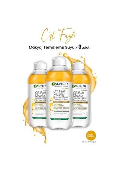 Garnier Çift Fazlı Micellar Makyaj Temizleme Suyu 3 x 400 ML