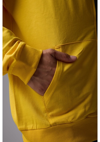 Defys Defy S Erkek Oversize Kapüşonlu Fermuarlı Cepli Sweatshirt Sarı - 527577758 Sarı