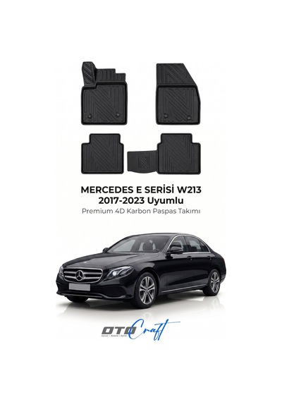 Otocraft Mercedes E Serisi W213 2017-2023 Araca Özel 4d Karbon Oto Paspas Havuzlu Tam Set