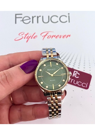 Ferrucci Fc59875 Retro Model Sade Şık Çelik Kordon Ve Kasa Kadın Kol Saati+bileklik Hediye Altın - Gümüş