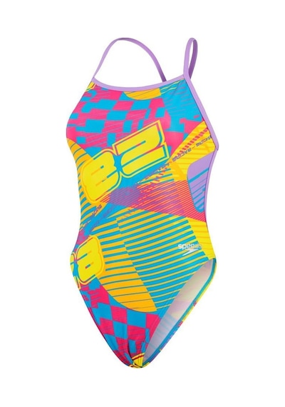 Speedo Allover Digital V Back Kadın Yüzücü Mayosu Çok Renkli