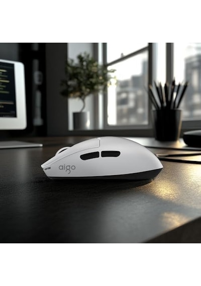Aigo Gm80 Plus Beyaz Kablosuz Gaming Mouse - 12000 Dpı, Paw3311 Sensör, 3 Modlu Bağlantı Usb, 2.4g, Bluetooth , Ultra Hafif 52.2g