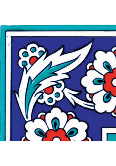 Armada Çini 10x10 Cm Ksk 8 İznik Çiçek Desenli Çini Bordür Köşe
