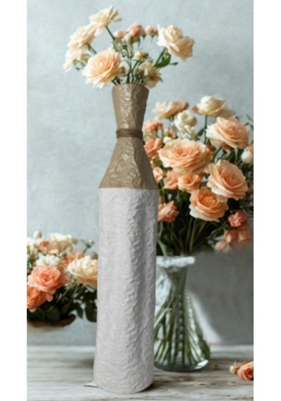 Msl-205 Metal Dekoratif Vazo 57x13 Cm İnce Uzun Modern Şık Salon Vazo Altın
