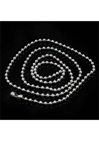 2mm Paslanmaz Çelik Top Boncuk Kolye Zincir 60 Cm Orta Boy İnce Zincir Gümüş