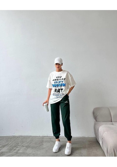 Art Baskılı T-shirt Eşofman Altı Jogger-baskılı Alt Üst Eşofman Takım Oversize Bisiklet Yaka Yeşil Art Baskılı T-shirt Eşofman Altı Jogger-baskılı Alt Üst Eşofman Takım Oversize Bisiklet Yaka Yeşil