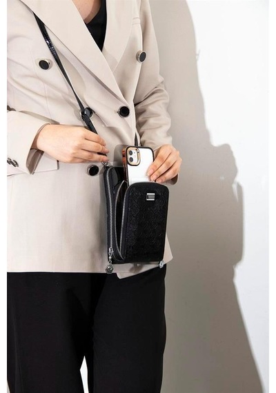 Silver Polo Sp1011 Kadın Telefon Çantası Fashion Siyah-rugan Siyah
