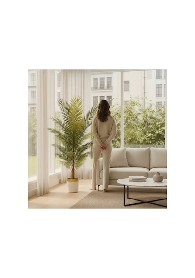 180 Cm Yapay Areka Beyaz Gold 30x30 Dekoratif Ağaç