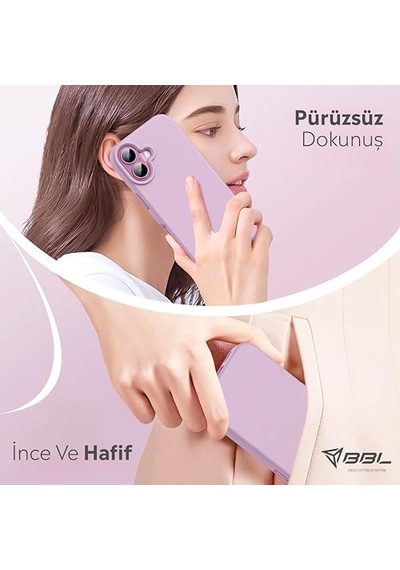 Apple iPhone Uyumlu Kılıf İnce Sıvı Silikon 3 Katmanlı Tam Kaplamalı Yumuşak Jel Kauçuk Kılıf Kapak, Mat Lila Apple iPhone Uyumlu 16 Diğer