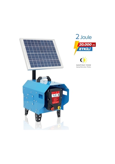 Puhu Compact Güneş Enerjili Elektrikli Çit Cihazı 20 W 2 Joule 20.000 M