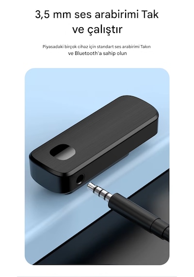 Bluetooth Adaptör 2in1 Alıcı Verici Bluetooth 5.4 Receiver Aux Wireless Araç Hoparlör Bluetooth Kiti