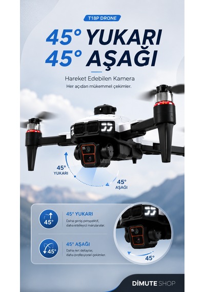 T18p 4k Hd Drone Fpv Kamera Fırçasız Motor 700m Menzil Engel Tanıma Katlanabilir