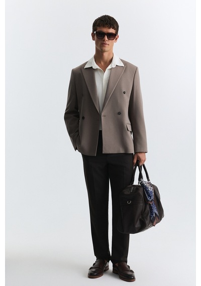 Antioch Relax Fit Kruvaze Erkek Blazer Ceket Açık Vizon